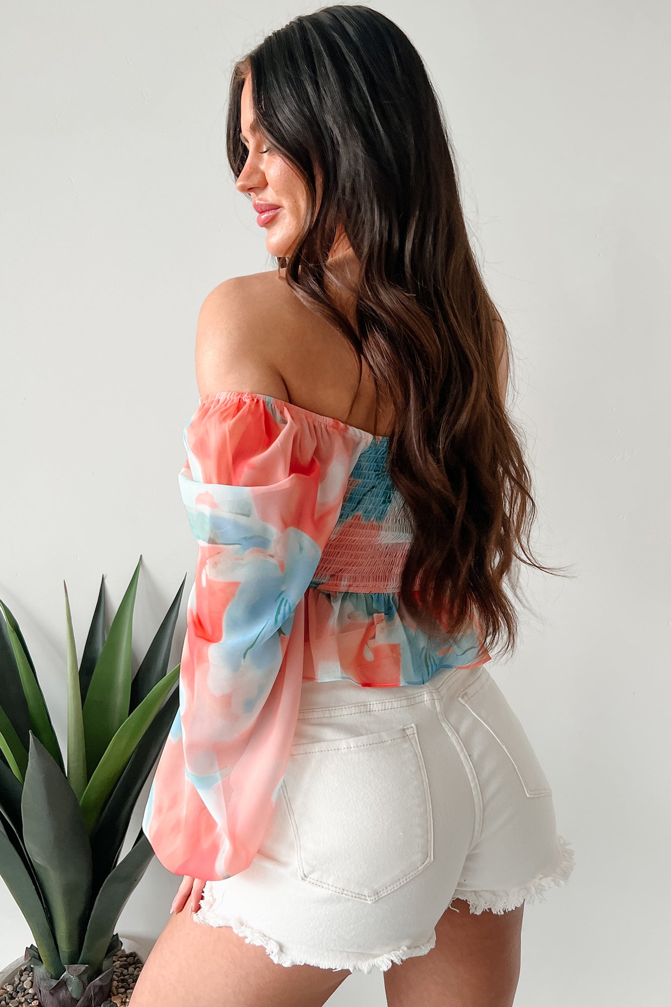 Radiate Good Vibes Pastel Tie-Dye Ruffled Top (Orange Combo)